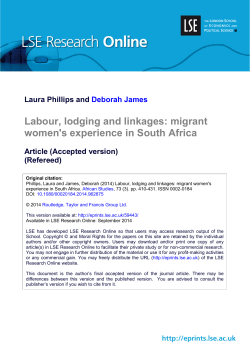Labour, lodging and linkages: migrant women`s experience in South