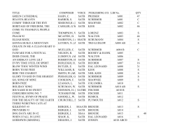 TITLE COMPOSER VOICE PUBLISHING CO. LIB No. QTY GREEN