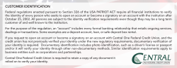 Patriot Act - Central One Federal Credit Union