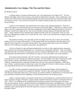 Administrative Law Judges: The Past and the Future