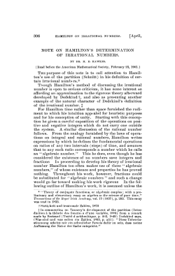 NOTE ON HAMILTON7S DETERMINATION OF IRRATIONAL