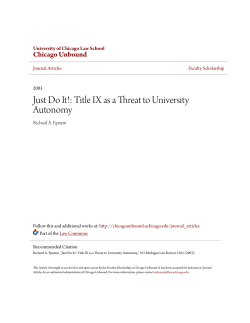 Just Do It!: Title IX as a Threat to University Autonomy