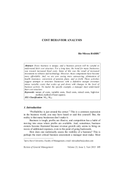 COST BEHAVIOR ANALYSIS 1. Introduction