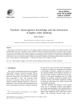 Teachers` metacognitive knowledge and the