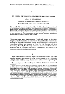ON HEGEL, IMPERIALISM, AND STRUCTURAL STAGNATION