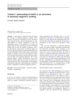 Teachers` epistemological beliefs as an antecedent of autonomy