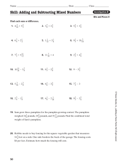 Skill: Adding and Subtracting Mixed Numbers