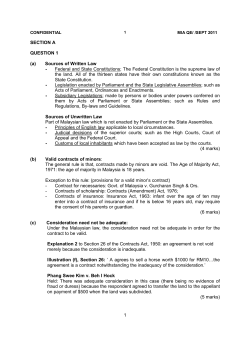 1 SECTION A QUESTION 1 (a) Sources of Written Law