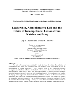 Leadership, Administrative Evil and the Ethics of