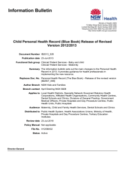 Child Personal Health Record (Blue Book) Release of Revised