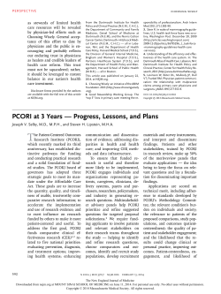 PCORI at 3 Years &mdash; Progress, Lessons, and Plans
