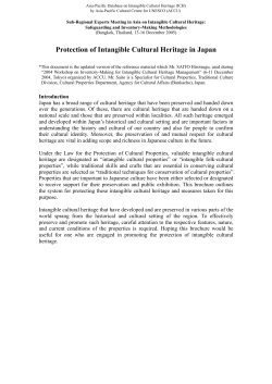 Protection of Intangible Cultural Heritage in Japan