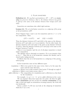 2. Plane isometries Definition 2.1. We say that a