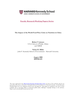 The Impact of the World Food Price Crisis on Nutrition in China