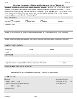 Measure Explanatory Statement for County Voters` Pamphlet