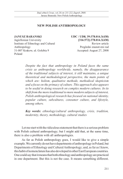NEW POLISH ANTHROPOLOGY Despite the fact that anthropology