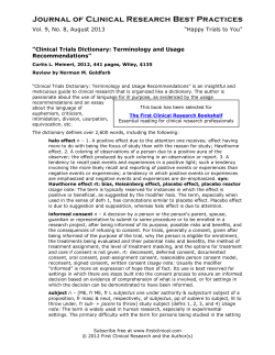 Clinical Trials Dictionary: Terminology and Usage Recommendations