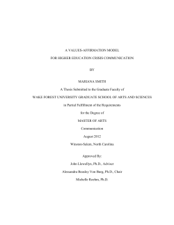 A VALUES-AFFIRMATION MODEL FOR HIGHER EDUCATION