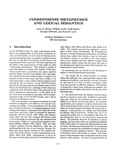 COMMONSENSE METAPHYSICS AND LEXICAL SEMANTICS