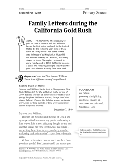 Family Letters during the California Gold Rush