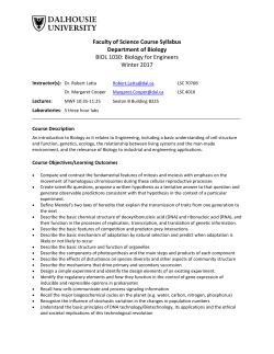Faculty of Science Course Syllabus Department of Biology BIOL