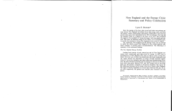 New England and the Energy Crisis: Summary and Policy Conclusions