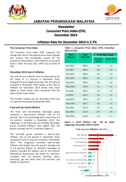 Newsletter Consumer Price Index (CPI) December 2014 Inflation