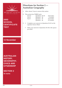 Directions for Section 2 &mdash; Australian Geography