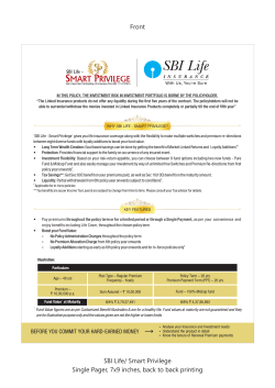SBI Life/ Smart Privilege Single Pager, 7x9 inches, back to back