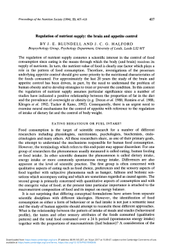 Regulation of nutrient supply: the brain and appetite control