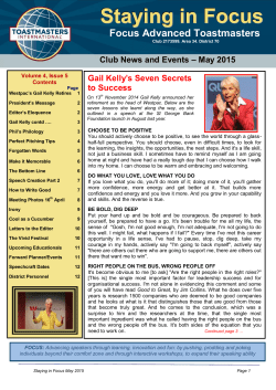 Staying in Focus May 2015 - Focus Advanced Toastmasters Club