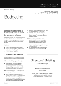Budgeting - London Chamber of Commerce and Industry