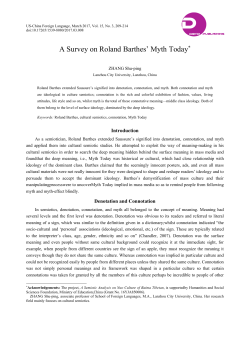 A Survey on Roland Barthes` Myth Today