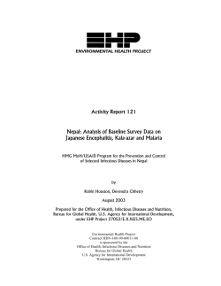 Activity Report 121 Nepal: Analysis of Baseline Survey Data on
