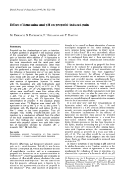 Effect of lignocaine and pH on propofol