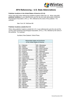 APA Referencing – US State Abbreviations