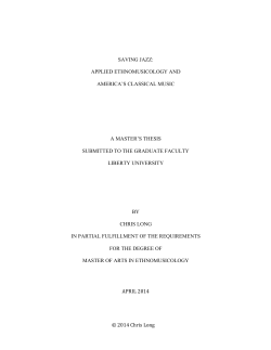Saving Jazz: Applied Ethnomusicology and America`s Classical Music