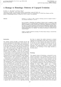 A Homage to Homology: Patterns of Copepod Evolution
