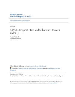 Text and Subtext in Horace`s Odes 1.1