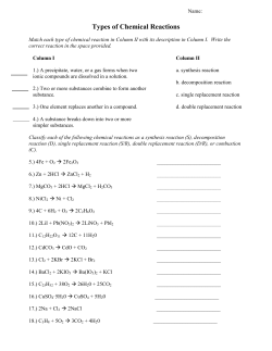 Types of Chemical Reactions