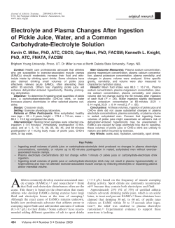 Electrolyte and Plasma Changes After Ingestion of Pickle Juice