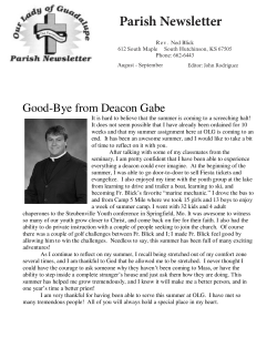 Newsletter August/September 2015