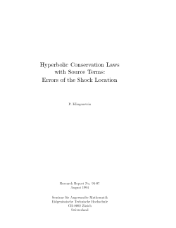 Hyperbolic Conservation Laws with Source Terms - ETH E