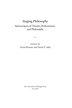 Staging Philosophy: Intersections of Theater, Performance, and