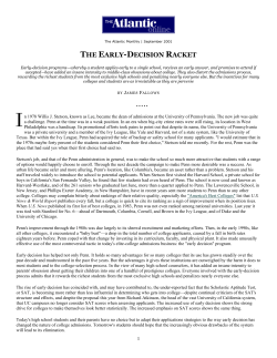 THE EARLY-DECISION RACKET