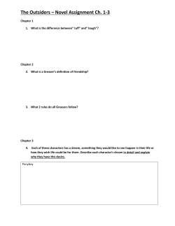 The Outsiders &ndash; Novel Assignment Ch. 1-3