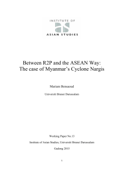 Between R2P and the ASEAN Way: The case of Myanmar`s