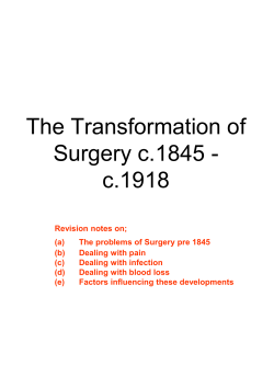 The Transformation of Surgery c1845-c1918