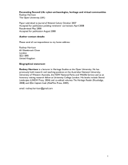Excavating Second Life: Cyber-archaeologies, heritage and virtual