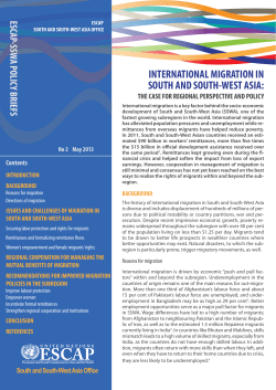 INTERNATIONAL MIGRATION IN SOUTH AND SOUTH